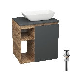 Тумба Bau Dream Blackwood 60 правая, графит, раковина BAU Spectrum mini 47х24 выпуск клик клак, черный, фото6