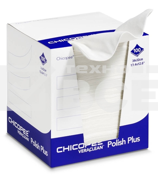 Салфетки для чистки оптики и фотобарабанов Veraclean Polish Plus белые (Katun/Chicopee) диспенсер/100шт