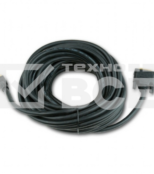 Кабель HDMI-DVI Cablexpert CC-HDMI-DVI-6, 19M/19M, single link, медь, позол.разъемы, экран, 1.8м, черный, пакет