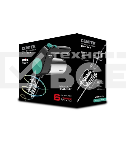 Миксер Centek CT-1123 (черн/сталь)