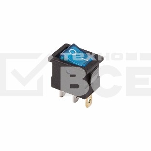 Выключатель клавишный 12V 15А (3с) ON-OFF синий с подсветкой Mini Rexant