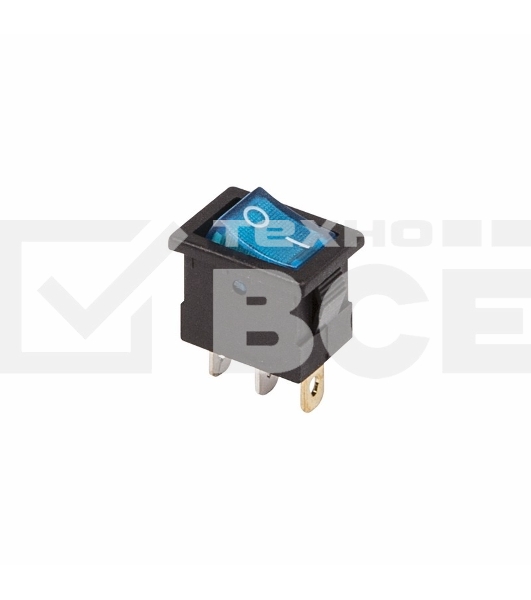 Выключатель клавишный 12V 15А (3с) ON-OFF синий с подсветкой Mini Rexant