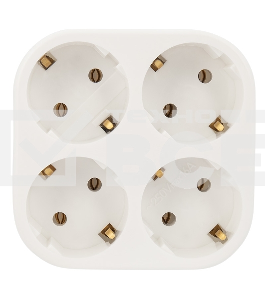 Четверник электрический Rexant 16 А с заземлением белый