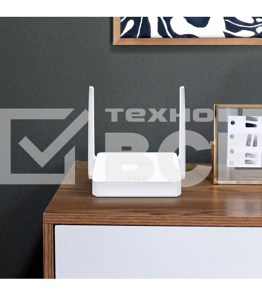Роутер Mercusys 300Mbps Multi-Mode Wireless N Router, 2× Fixed External Antennas, 2× 10/100 Mbps LAN Ports, 1× 10/100 Mbps WAN Port, FEATURE: Access Point Mode, WPS/Reset Button, IPTV, IPv6, Beamforming, MU-MIMO, Parental Controls, Guest Network
