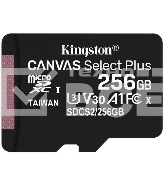 Флеш карта microSDHC 256GB microSDXC Class10 Kingston <SDCS2/256GBSP> UHS-I Canvas Select up to 100MB/s без адапт