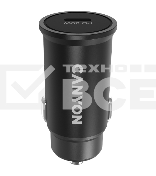 Автомобильный адаптер Canyon, PD 20W Pocket size car charger, input: DC12V-24V, output: PD20W, support iPhone12 PD fast charging, Compliant with CE RoHs , Size: 50.6*23.4*23.4, 18g, Black