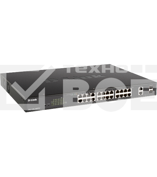 Настраиваемый L2 коммутатор D-Link DGS-1100-26MPPV2/A3A с 24 портами 10/100/1000Base-T и 2 комбо-портами 1000Base-T/SFP (порты 1-24 PoE 802.3af/at, порты 21-24 PoE 802.3bt, PoE-бюджет 525 Вт)