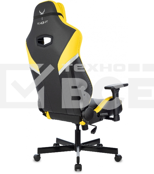 Кресло игровое Knight Thunder 5X черный/желтый эко.кожа крестов. металл