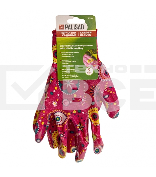 Перчатки садовые Palisad из полиэстера с нитрильным обливом, красные, S