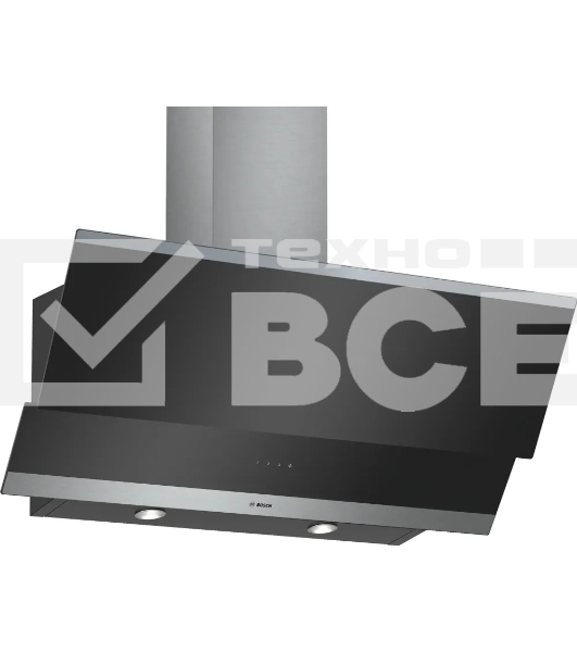 Наклонная вытяжка Bosch DWK095G60T для настенного монтажа, максимальная производительность 630м3/ч, 90см, цвет: черный
