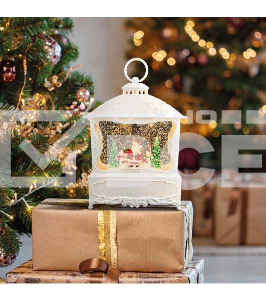 Декоративный фонарь Neon-night с эффектом снегопада и подсветкой Рождественский лес, белый