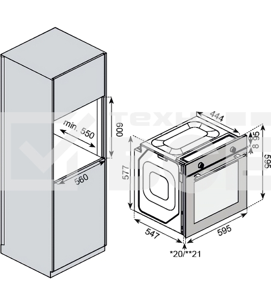 Встраиваемый духовой шкаф Kuppersberg HF 609 BX, High-Tech, объем 80 л, 10 режимов работы, телескопические направляющие, цифровой таймер, 2 стекла в дверце, утапливаемые переключатели, энергоэффективность А, цвет черный/нержавеющая сталь