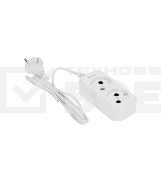 Удлинитель PROconnect 2 гнезда, 1,5 м, 2х0,75 мм², б/з, белый