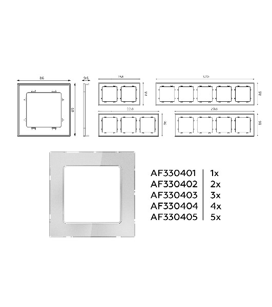 Рамка ALFA Platos (Серебро Стекло органическое) 5-ая AF330405