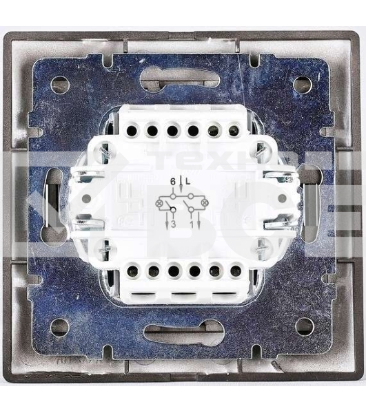 Выключатель 2-кл. 1п СП Мира 10А IP20 со вставкой черн. бархат LEZARD 701-4242-101