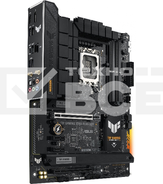 Материнская плата ASUS TUF GAMING B760-PLUS WIFI, LGA 1700, Intel B760, 4xDDR5, 4xSATA, 3xM.2, 1xPCI-E 5.0 x16, 1xPCI-E 3.0 x4, 1xUSB-A 3.2 Gen 2, 3xUSB-A 3.2 Gen 1, 1xUSB-C 3.2 Gen 2x2, 1x2.5Gb LAN, 5x3.5 мм, 7.1, Wi-Fi 6, Bluetooth 5.2, Standard-ATX
