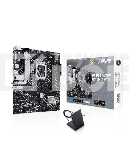 Материнская плата ASUS PRIME H610M-A WIFI, LGA 1700, Intel H610, 2xDDR5, 4xSATA, 2xM.2, 1xPCIe 4.0 x16, 1xDP, 1xHDMI, 1xVGA, 1x1Gb LAN, 1xUSB 3.2 Gen 2, 4xUSB 2.0, 3x3.5 мм, 7.1, mATX