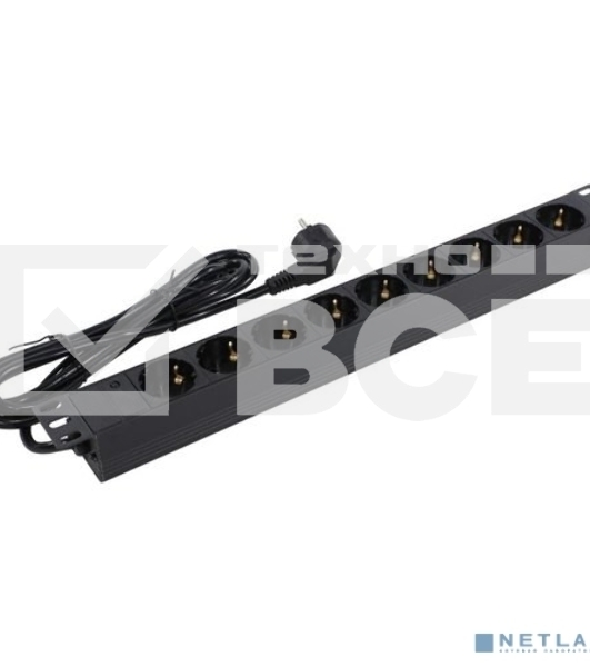 Блок розеток горизонтальный ExeGate ServerPro PDU-19H904 Al-9S-EU2.5, 19