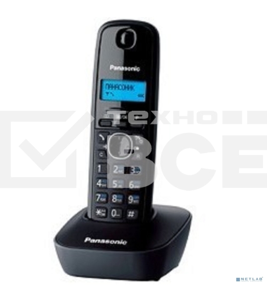 Телефон беспроводной (DECT) Panasonic KX-TG1611RUH (серый) АОН, Caller ID,12 мелодий звонка,подсветка дисплея,поиск трубки