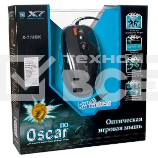 Мышь проводная A4Tech X-718BK черный, 3000 dpi, USB, кнопки - 7
