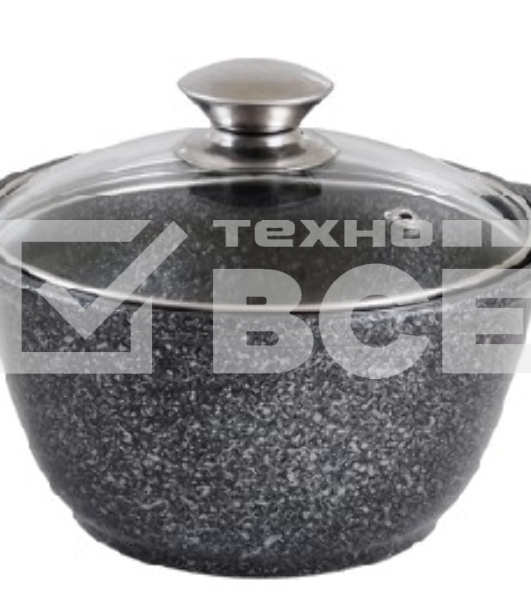 КУКМОР КМТ32а 3,0 л. Кастрюля литая 3,0 л стеклянная крышка. Темный мрамор.