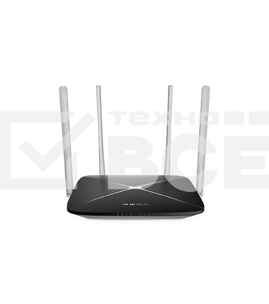 Беспроводный маршрутизатор Mercusys AC12, Dual Band, (867Мбит/с на 5 ГГц + 300Мбит/с на 2,4 ГГц)4 порта 100 Мбит/с, 4 фиксированных антенны
