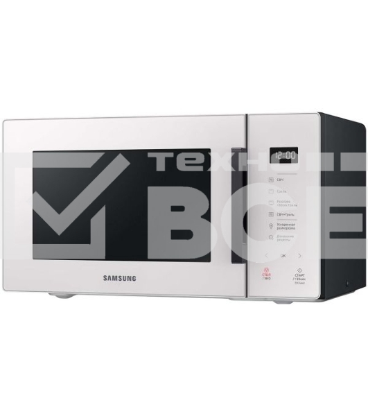 Микроволновая печь Samsung MG23T5018AE/BW белый, 23 л, 800 Вт, переключатели - сенсор
