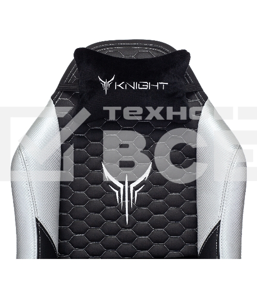 Кресло игровое Knight Neon черный/серебряный соты эко.кожа с подголов. крестовина металл