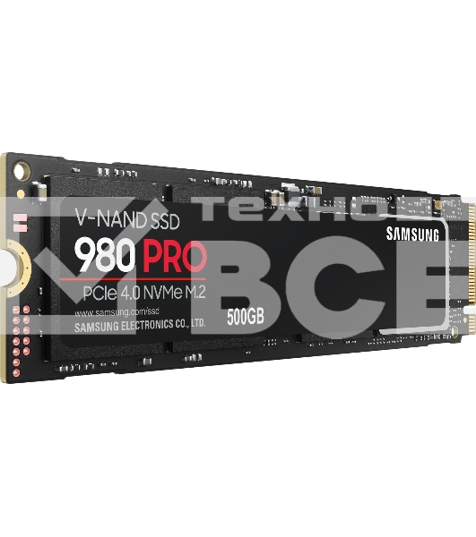 Накопитель SSD Samsung 980 PRO, 500GB, PCIe 4.0 x4, M.2 2280, NVMe, R/W 6900/5000