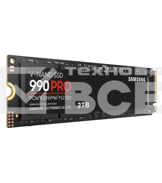 Накопитель SSD Samsung 990 PRO, 2TB, PCIe 4.0 x4, M.2 2280, NVMe, R/W 7450/6900