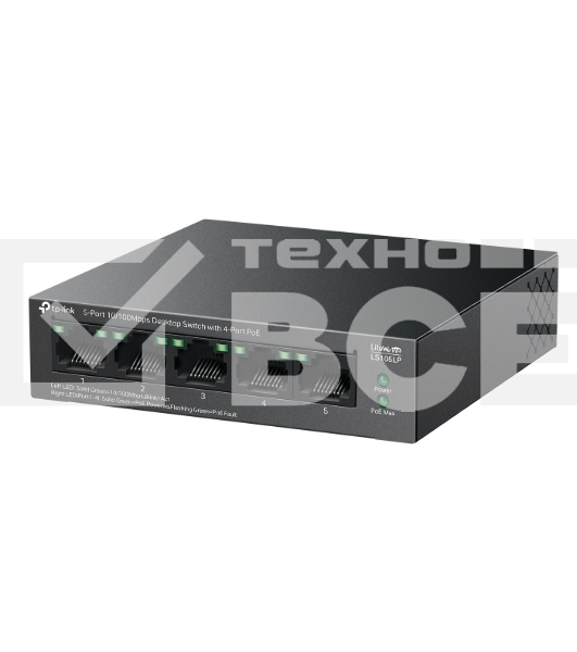 Настольный коммутатор TP-Link LS105LP с 5 портами 10/100 Мбит/с (4 порта PoE)
