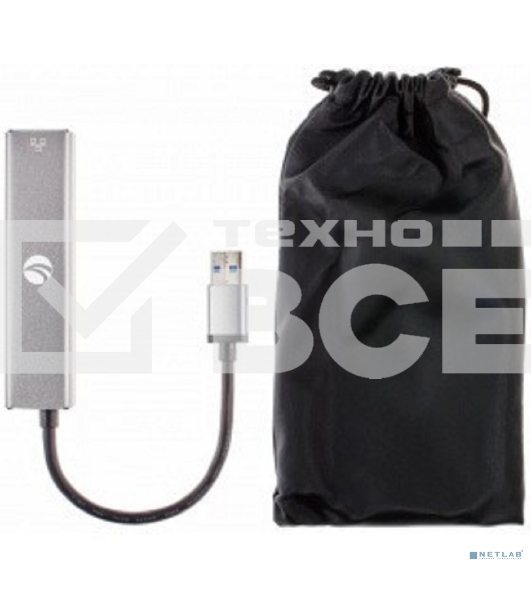 Переходник VCOM USB 3.0 -->RJ-45 1000Mbps+3 USB3.0, Aluminum Shell, 0.2м <DH312A>
