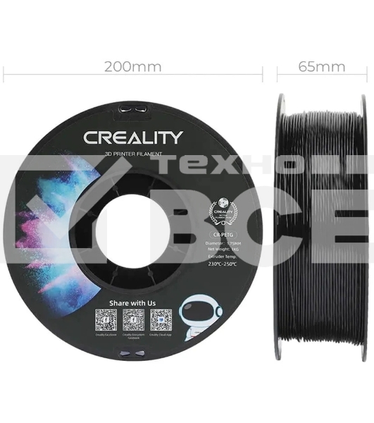 Пластик для принтера 3D Creality 3301030035 CR-PETG d1.75мм 1кг черный