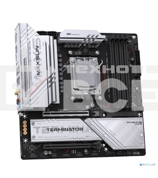 Материнская плата MAXSUN MS-Terminator B850M PRO WIFI (Socket AM5, mATX, 4*DDR5(192Gb), DP/HDMI, 2*SATA3, 3*M.2, 1*PCIEx16/1*PCIEx4, 1* Type-C, 4*USB 2.0, 4*USB 3.2, LAN 1*2.5G, SPDIF, WiFi 6E, RTL)
