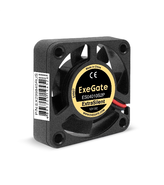 Вентилятор 12В DC ExeGate ExtraSilent ES04010S2P (40x40x10 мм, Sleeve bearing (подшипник скольжения), 2pin, 4000RPM, 19dBA)