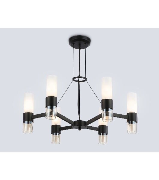 Люстра Ambrella light LH55104/6 BK/FR/TI черный/белый матовый/янтарь E14*6 max 40W D650*1080