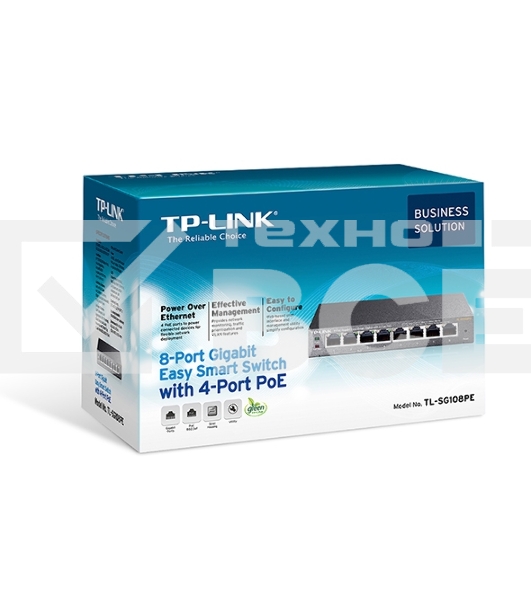 Коммутатор TP-LINK SMB TL-SG108PE Easy Smart гигабитный 8-портовый коммутатор с 4 портами PoE