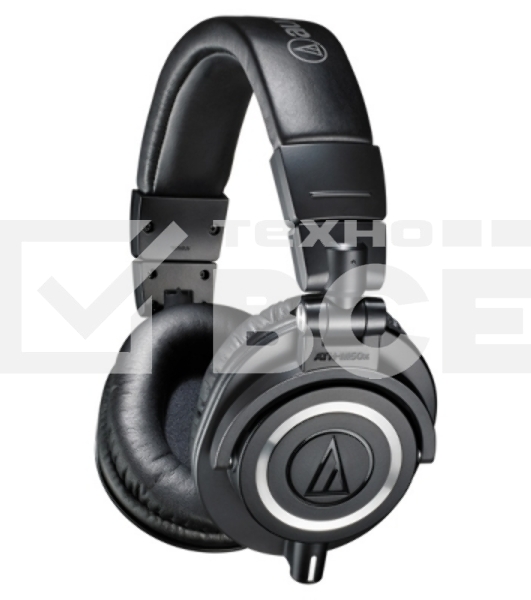 Наушники AUDIO-TECHNICA ATH-M50X Black мониторные,закрытые,диаметр 45мм,част 15-28000Гц,макс. входн мощность 1600мВт,импеданс 38Ом,чувствительность 99дБ,два кабеля в комплекте: витой и прямой, цвет черный