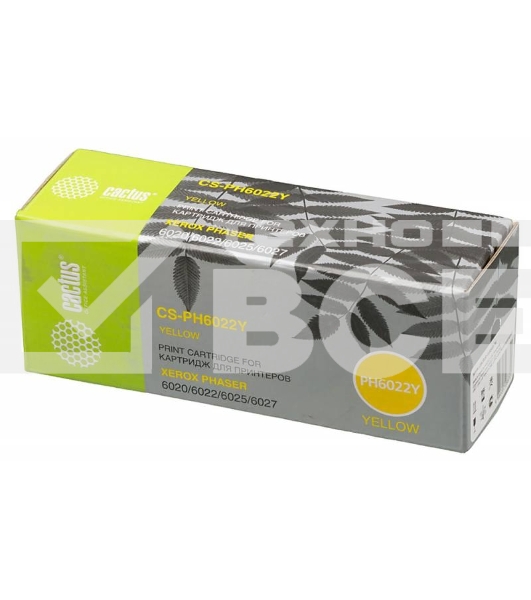 Картридж лазерный Cactus CS-PH6022Y (106R02762) желтый (1000стр.) для Xerox Phaser 6020/6022/WC 6025/6027