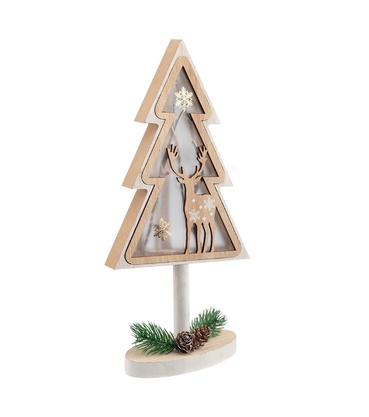 Деревянная фигурка с подсветкой 'Елка на подставке' 14,5х5х30 см