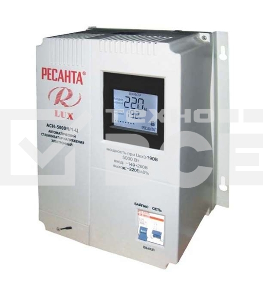 Стабилизаторы напряжения Ресанта АСН-5 000 Н/1-Ц 63/6/16 Стабилизатор Lux {220В±8%, Габариты 260х155х310, Вес 8кг}