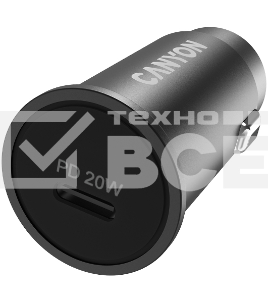 Автомобильный адаптер Canyon, PD 20W Pocket size car charger, input: DC12V-24V, output: PD20W, support iPhone12 PD fast charging, Compliant with CE RoHs , Size: 50.6*23.4*23.4, 18g, Black