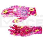 Перчатки садовые из полиэстера с нитрильным обливом, красные, M Palisad, фото2