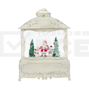 Декоративный фонарь Neon-night с эффектом снегопада и подсветкой Рождественский лес, белый