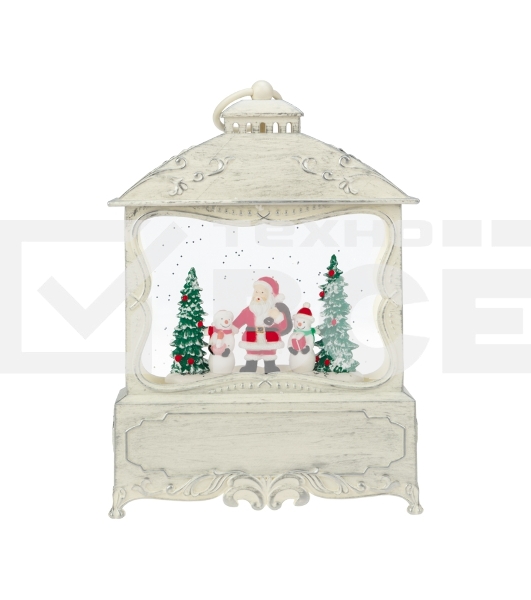 Декоративный фонарь Neon-night с эффектом снегопада и подсветкой Рождественский лес, белый