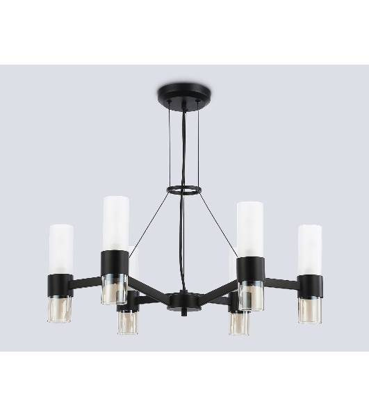 Люстра Ambrella light LH55104/6 BK/FR/TI черный/белый матовый/янтарь E14*6 max 40W D650*1080