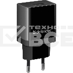 Сетевой адаптер Defender 1xUSB, 5V/2.1А, пакет, черный (EPA-10), фото 1