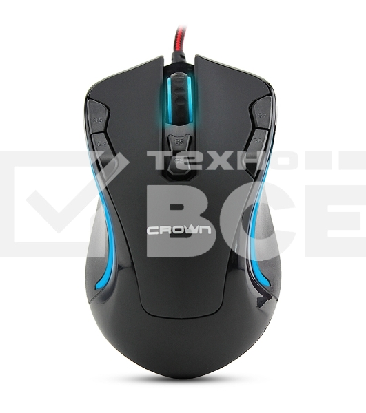 Мышь проводная Crown Gaming CMXG-804 черный, 2000 dpi, USB, кнопки - 9
