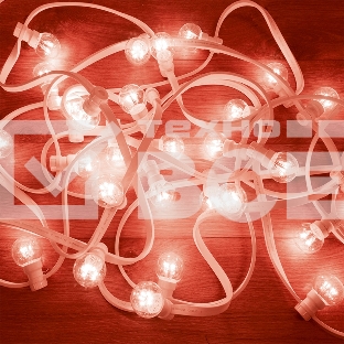 Гирлянда LED Galaxy Bulb String 10м, белый КАУЧУК, 25 ламп*6 LED КРАСНЫЕ, влагостойкая IP65