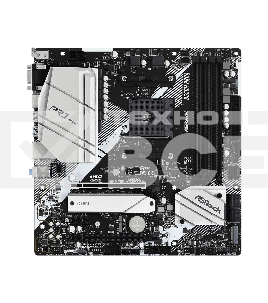 Материнская плата ASRock B550M Pro4, AM4, AMD B550, 4xDDR4, 6xSATA, 2xM.2, 1xPCI-E 3.0 x16, 1xPCI-E 4.0 x16, 1xDisplayPort, 1xHDMI, 1xVGA, 1x 1Gb LAN, 3x3.5 мм, 7.1, Micro-ATX